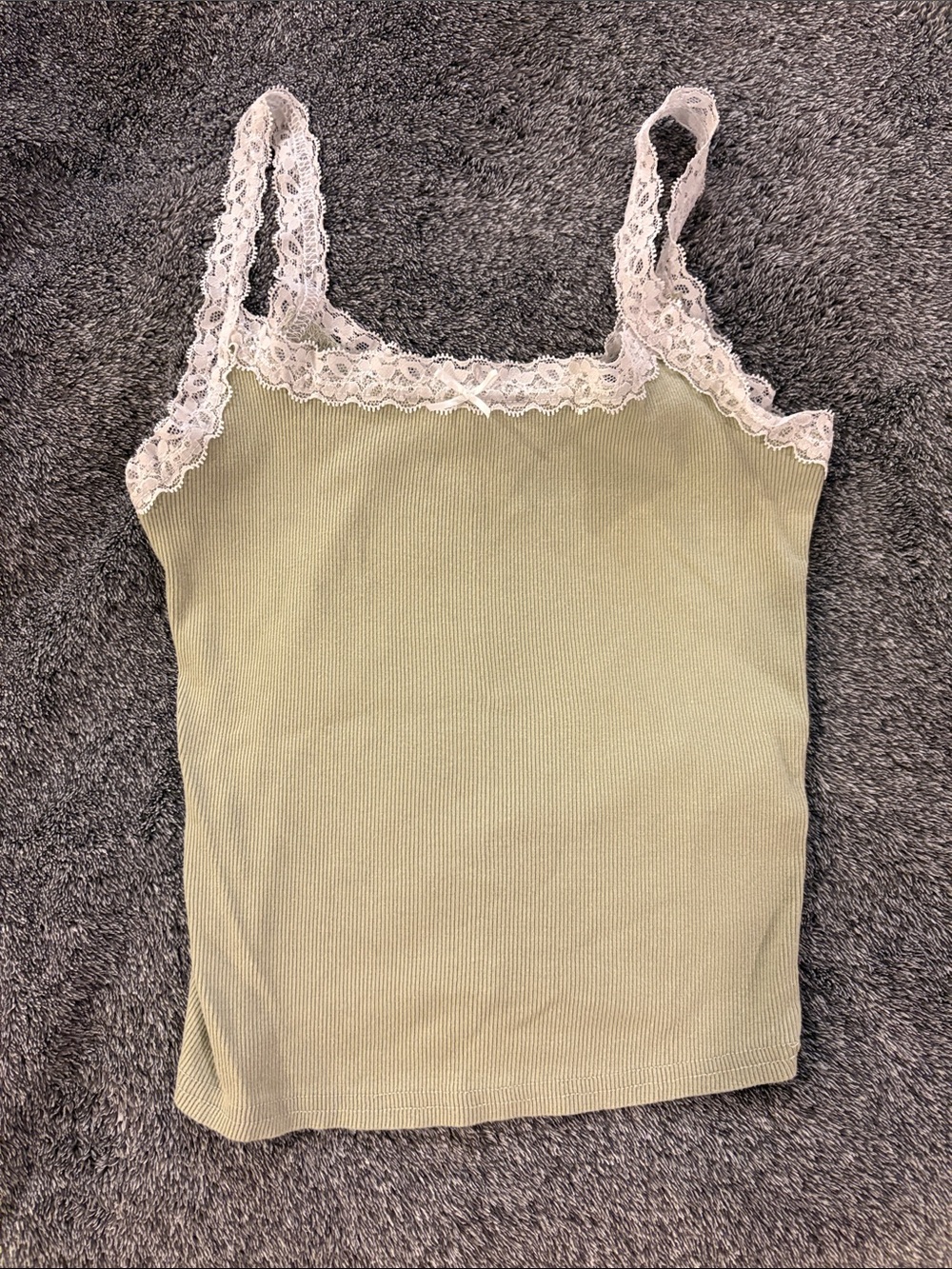 Hollister Sage Green Ribbed Lace-Trim Cami